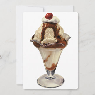 Vintages heißes Fudge Ice Cream Sundae Einladung
