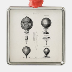Vintages Heißluft-Ballon-Retro Luftschiff-alte Silbernes Ornament