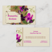 Vintages heißrosa, lila Blume mit Süßerbsen Visitenkarte (Vorne/Hinten)
