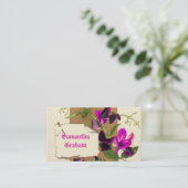 Vintages heißrosa, lila Blume mit Süßerbsen Visitenkarte (Stehend Vorderseite)