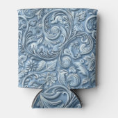 Vintages, hellblaues Glattleder Dosenkühler (Vorderseite)