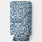 Vintages, hellblaues Glattleder Selters Dosenkühler (Vorderseite)