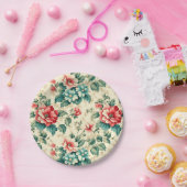 Vintages hellblaues Viktorianisches Blumendesign Pappteller (Party)