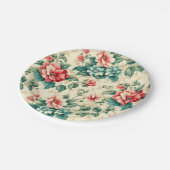 Vintages hellblaues Viktorianisches Blumendesign Pappteller (Schrägansicht)