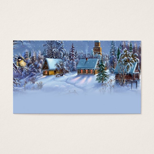 Vintages hellblaues Weihnachtsschneeweltbild. (Vorderseite)