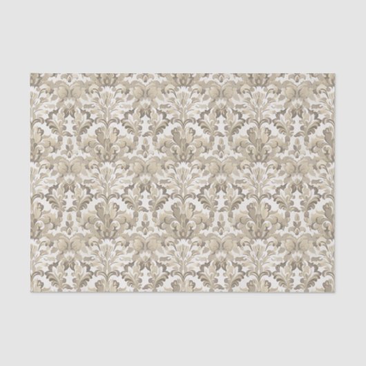 Vintages hellbraunes Zierdamastmuster Seidenpapier (Vorderseite)