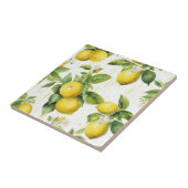 Vintages, hellgelbes Wasserfarben-Zitronenmuster Fliese (Seite)