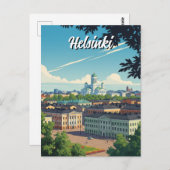 Vintages Helsinki Finnland Postkarte (Vorne/Hinten)