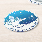 Vintages Helsinki Finnland Runder Pappuntersetzer (Angewinkelt)