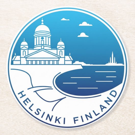 Vintages Helsinki Finnland Runder Pappuntersetzer (Vorderseite)