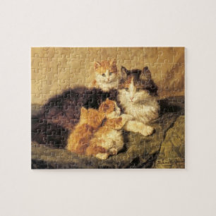 Vintages Henriëtte Ronner Knip Katzenmalerei Puzzle