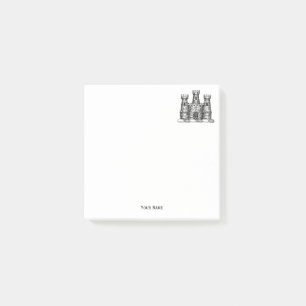 Vintages Heraldisches Schloss Emblem Wappen Wappen Post-it Klebezettel