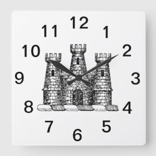 Vintages Heraldisches Schloss Emblem Wappen Wappen Quadratische Wanduhr