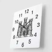 Vintages Heraldisches Schloss Emblem Wappen Wappen Quadratische Wanduhr (Winkel)