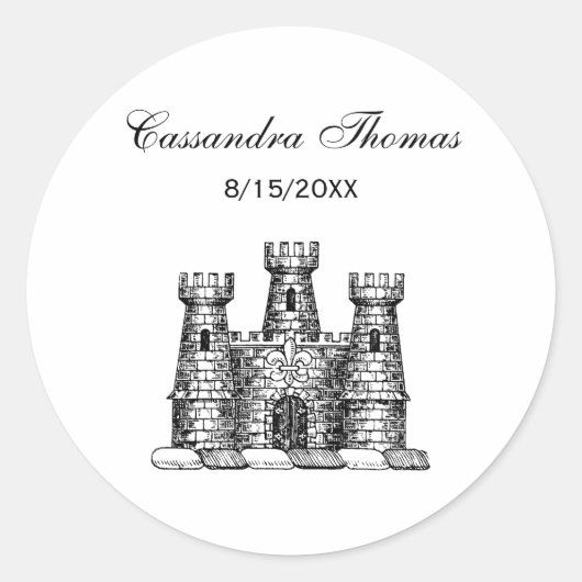 Vintages Heraldisches Schloss Emblem Wappen Wappen Runder Aufkleber (Vorderseite)