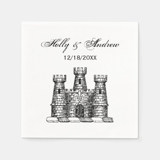 Vintages Heraldisches Schloss Emblem Wappen Wappen Serviette (Vorderseite)