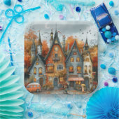 Vintages Herbstdorf Pappteller (Party)