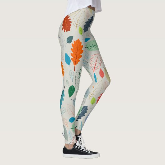 Vintages Herbstleaves Illustrationsmuster Leggings (Rechts)