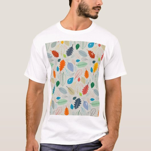 Vintages Herbstleaves Illustrationsmuster T-Shirt (Vorderseite)