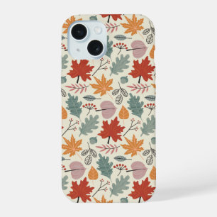 Vintages Herbstleaves und Acornmuster iPhone 15 Hülle