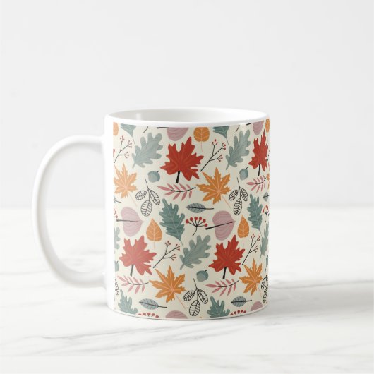 Vintages Herbstleaves und Acornmuster Kaffeetasse (Links)