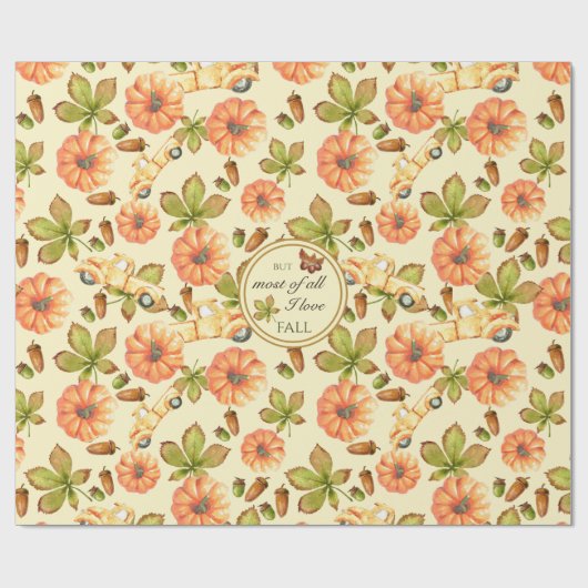 Vintages Herbstmuster Geschenkpapier (Flach)