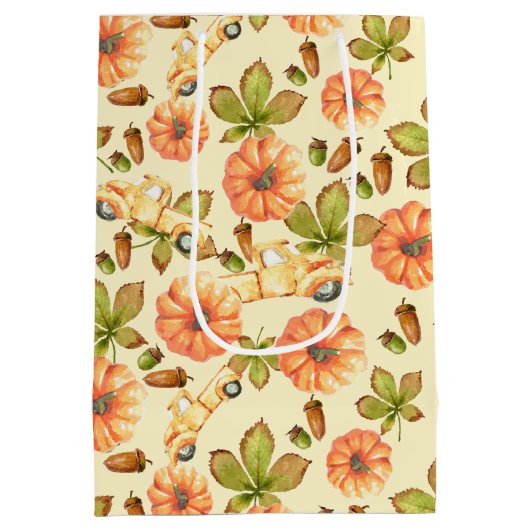 Vintages Herbstmuster Mittlere Geschenktüte (Rückseite)