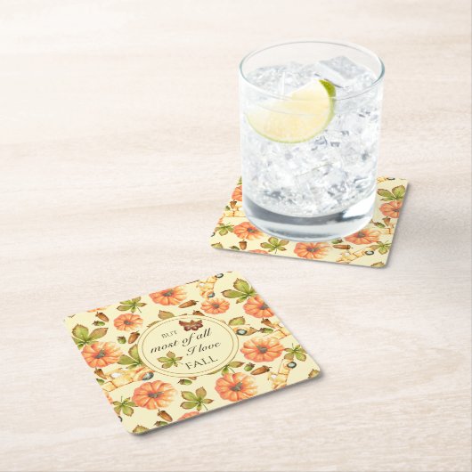 Vintages Herbstmuster Rechteckiger Pappuntersetzer (Vor Ort)