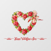 Vintages Herz Blumenreath Glücklicher Valentinstag Fensteraufkleber (Blatt)