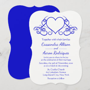Vintages Herz Cobalt Blue & White Wedding Liebe Einladung