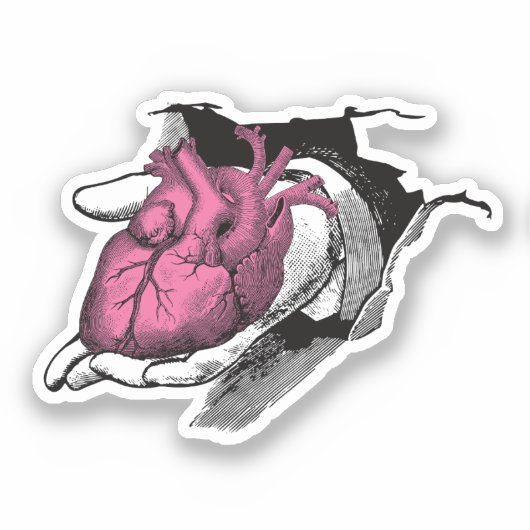 Vintages Herz durch das Rack Aufkleber (Vorderseite)