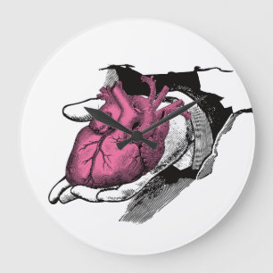 Vintages Herz durch das Rack Große Wanduhr