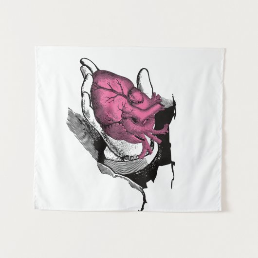 Vintages Herz durch das Rack Wandteppich (Vorderseite (Horizontal))