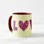 Vintages Herz Magenta Tasse Liebe Cup (Vorderseite Links)