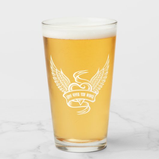 Vintages Herz mit Flügeln Glas (Vorne (Gefüllt))