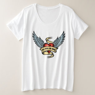 Vintages Herz mit Flügeln Große Größe T-Shirt