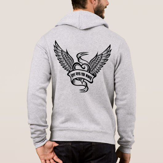 Vintages Herz mit Flügeln Hoodie (Rückseite)