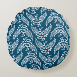 Vintages Herz mit Flügeln, Liebe gibt Ihnen Flügel Rundes Kissen