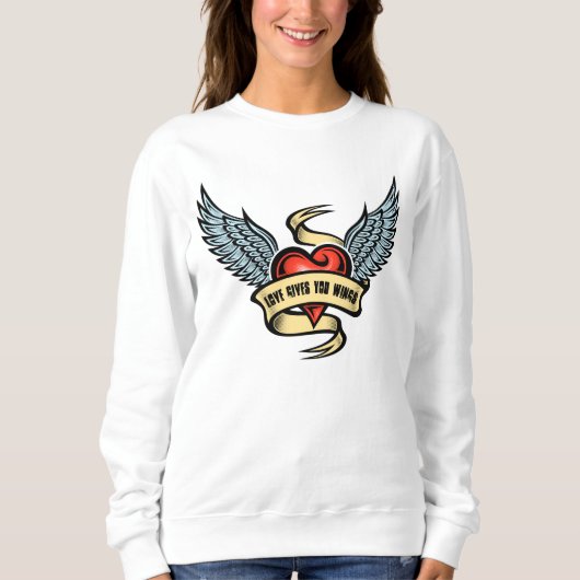 Vintages Herz mit Flügeln Sweatshirt (Vorderseite)