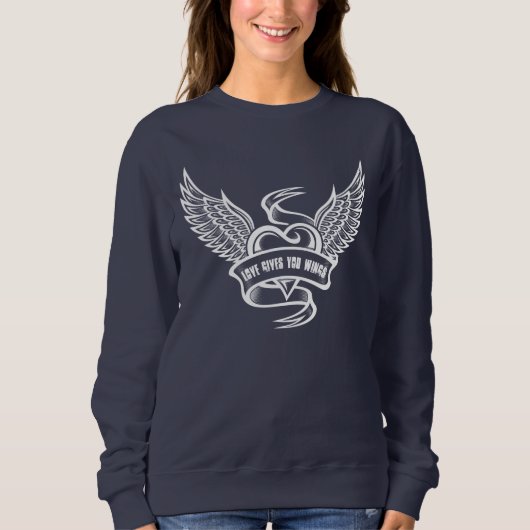 Vintages Herz mit Flügeln Sweatshirt (Vorderseite)