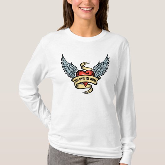 Vintages Herz mit Flügeln T-Shirt (Vorderseite)