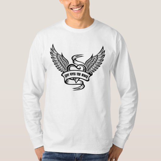 Vintages Herz mit Flügeln T-Shirt (Vorderseite)