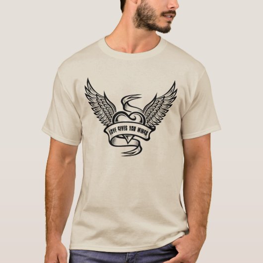 Vintages Herz mit Flügeln T-Shirt (Vorderseite)