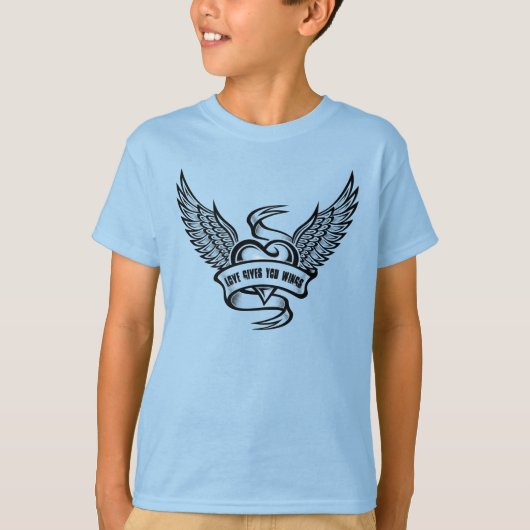 Vintages Herz mit Flügeln T-Shirt (Vorderseite)