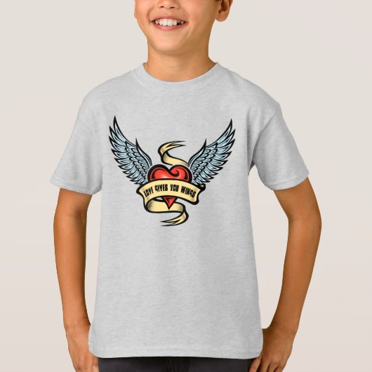 Vintages Herz mit Flügeln T-Shirt (Vorderseite)