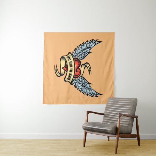 Vintages Herz mit Flügeln Wandteppich (Beispiel (Horizontal))