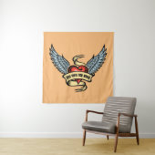 Vintages Herz mit Flügeln Wandteppich (Beispiel)