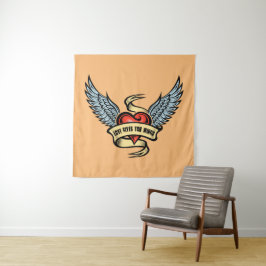 Vintages Herz mit Flügeln Wandteppich