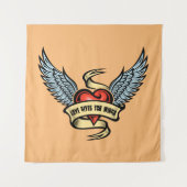 Vintages Herz mit Flügeln Wandteppich (Vorderseite)