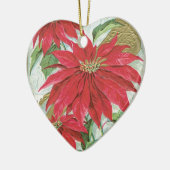Vintages Herz Poinsettia Keramikornament (Links)